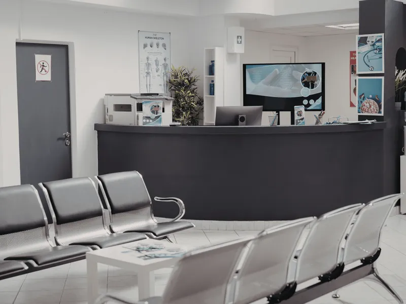 Modern clinic reception and waiting area